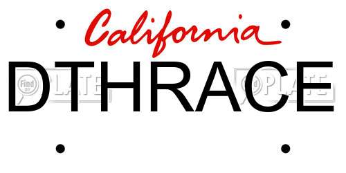 DTHRACE California License Plate