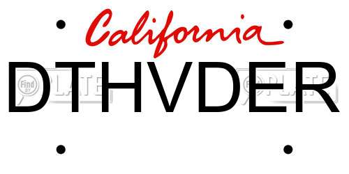 DTHVDER California License Plate