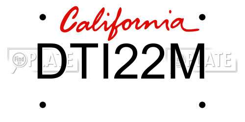 DTI22M California License Plate