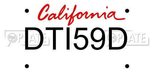 DTI59D California License Plate