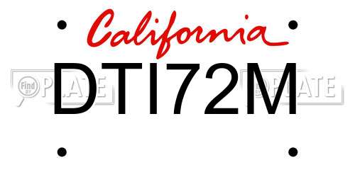 DTI72M California License Plate