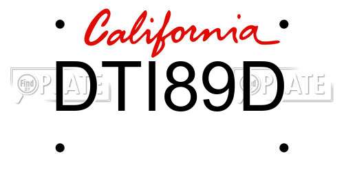 DTI89D California License Plate
