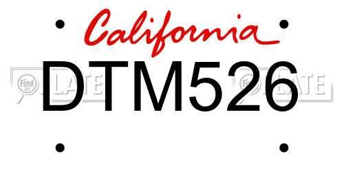 DTM526 California License Plate
