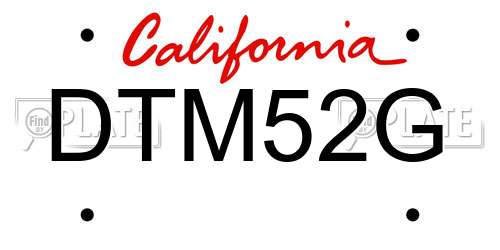 DTM52G California License Plate