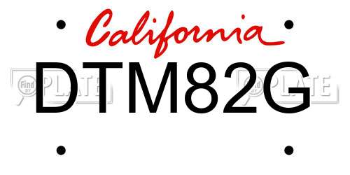 DTM82G California License Plate
