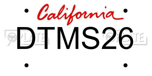 DTMS26 California License Plate