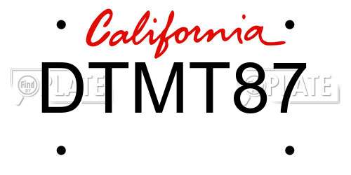 DTMT87 California License Plate