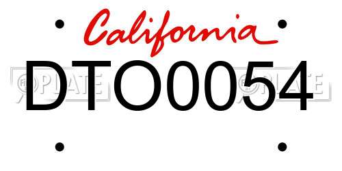 DTO0054 California License Plate