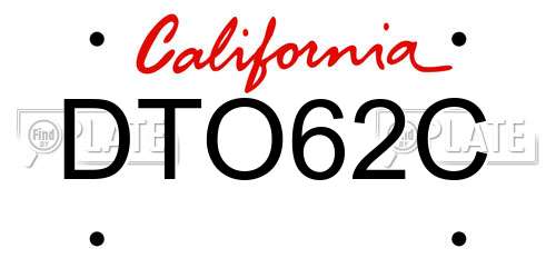 DTO62C California License Plate