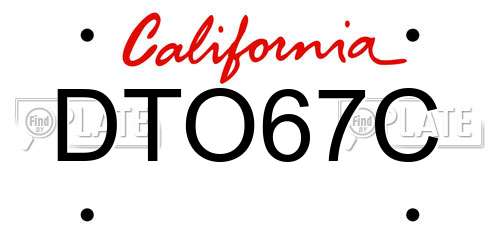 DTO67C California License Plate