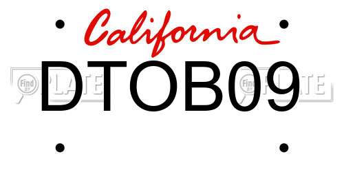 DTOB09 California License Plate