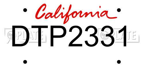 DTP2331 California License Plate
