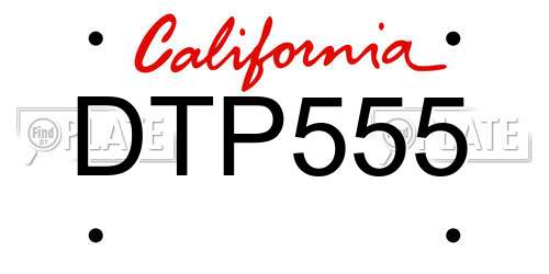 DTP555 California License Plate