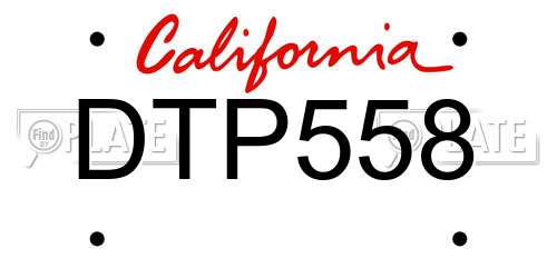 DTP558 California License Plate
