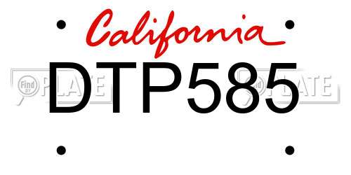 DTP585 California License Plate