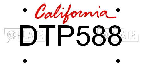 DTP588 California License Plate
