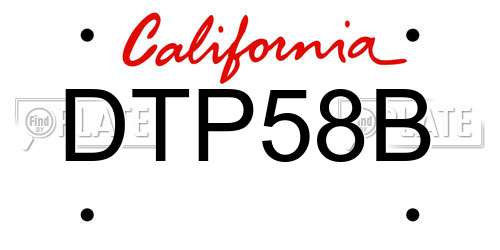 DTP58B California License Plate