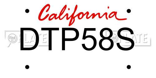 DTP58S California License Plate