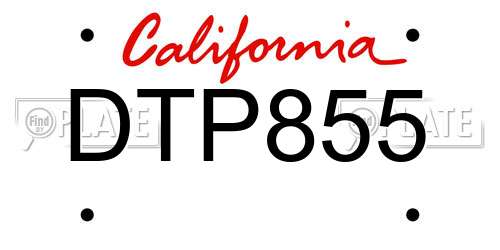 DTP855 California License Plate