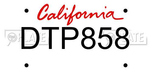 DTP858 California License Plate