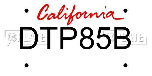 DTP85B California License Plate