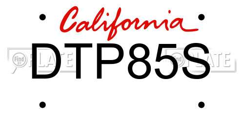 DTP85S California License Plate