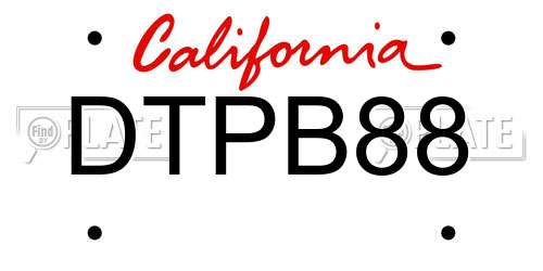 DTPB88 California License Plate