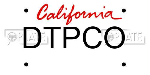 DTPCO California License Plate