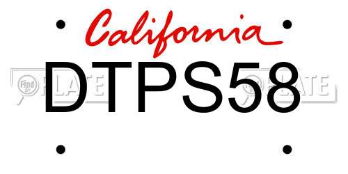 DTPS58 California License Plate