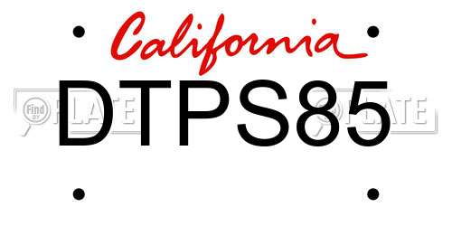 DTPS85 California License Plate