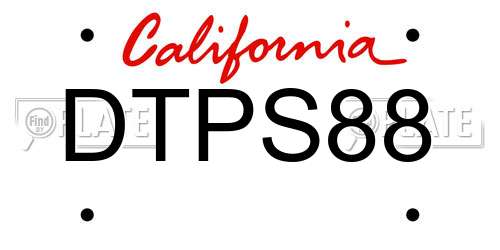 DTPS88 California License Plate