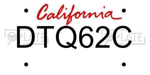 DTQ62C California License Plate