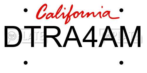 DTRA4AM California License Plate