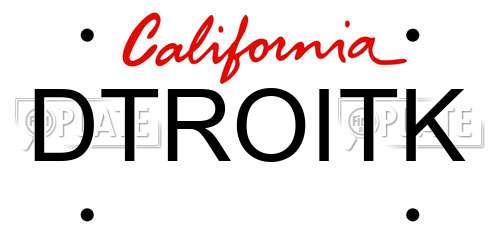 DTROITK California License Plate