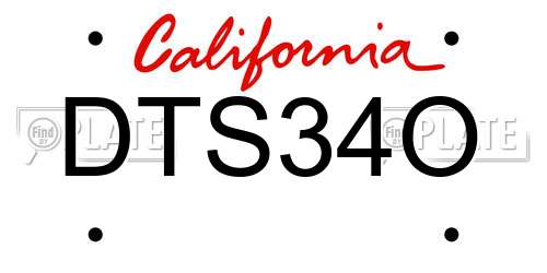 DTS34O California License Plate