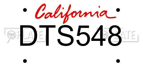 DTS548 California License Plate