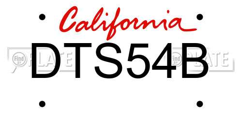 DTS54B California License Plate
