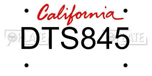 DTS845 California License Plate