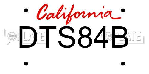 DTS84B California License Plate