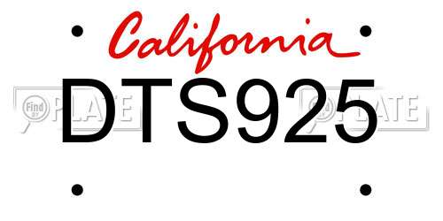 DTS925 California License Plate