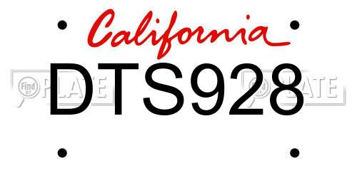 DTS928 California License Plate