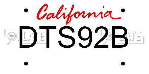 DTS92B California License Plate