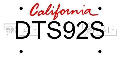 DTS92S California License Plate