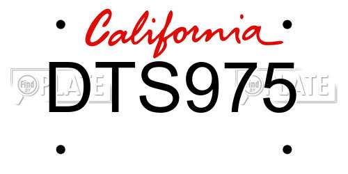 DTS975 California License Plate