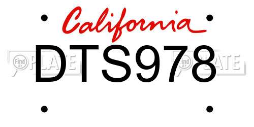 DTS978 California License Plate