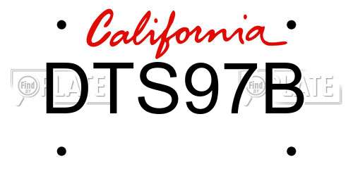 DTS97B California License Plate