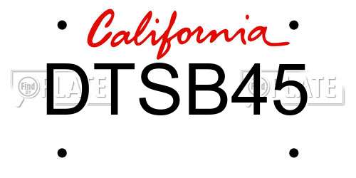 DTSB45 California License Plate