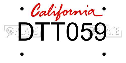 DTT059 California License Plate