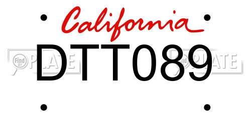 DTT089 California License Plate