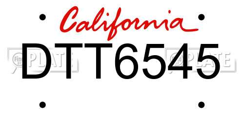 DTT6545 California License Plate